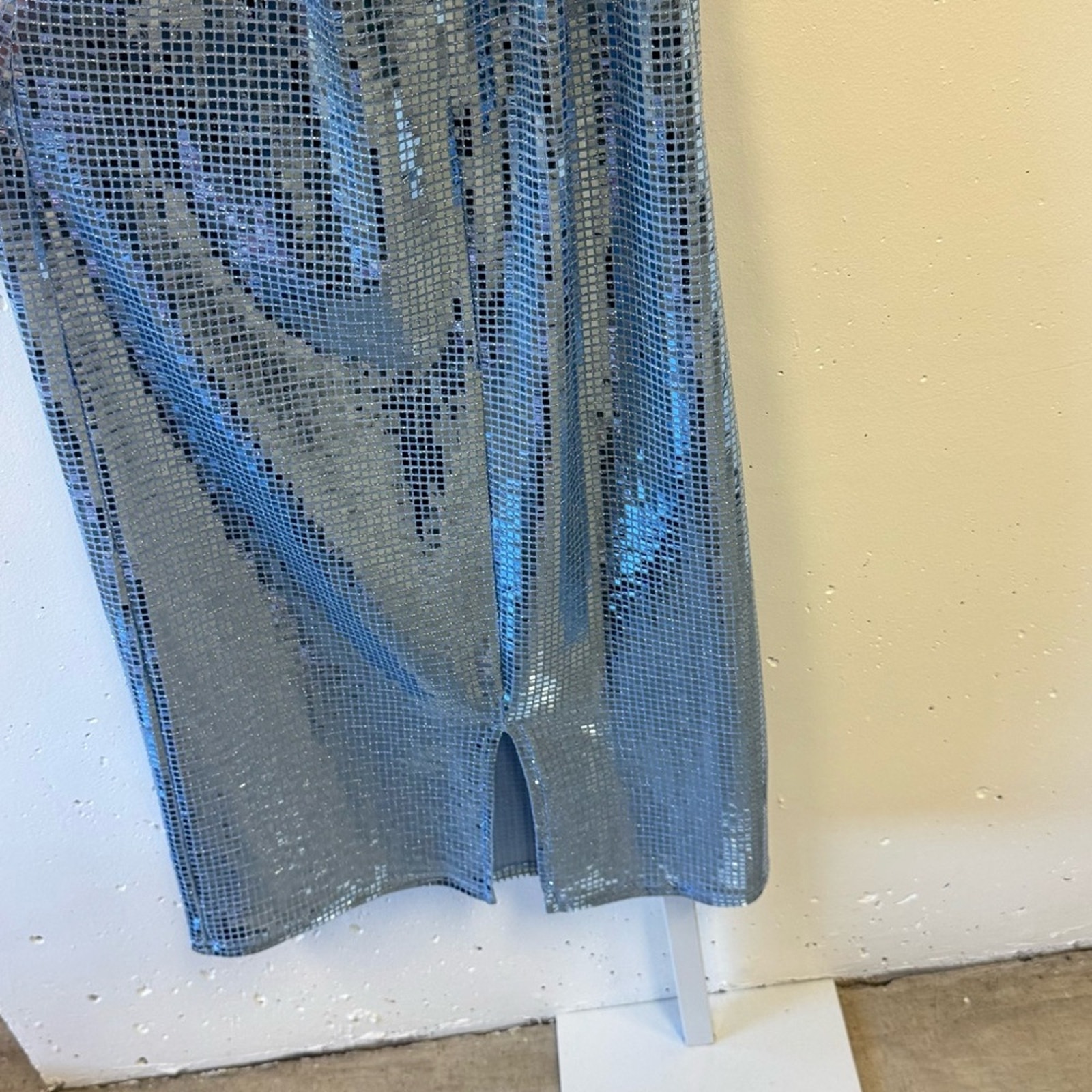 Nwt Hosbjerg Sequin Melina Halter Bodycon Midi Dress Winter Sky Blue Xs Stretch — image 8 of 8